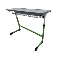 Bureau d'école double ergonomique, durable, écologique, au design moderne, hauteur réglable, construction en plastique et acier, pour la maison, le bureau et l'extérieur