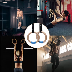 Anneaux de <span class=keywords><strong>gymnastique</strong></span> Anneaux en bois de 32mm avec sangles longues réglables avec échelle Anneaux de <span class=keywords><strong>gymnastique</strong></span> antidérapants pour la <span class=keywords><strong>gymnastique</strong></span> à domicile - Product Image 6