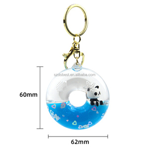 Porte-clés liquide en acrylique en forme de <span class=keywords><strong>donut</strong></span> avec logo personnalisé, porte-clés en vrac rempli d'huile et de sable mouvant - Product Image 1