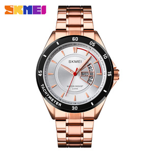 Skmei Men's Quartz Watch Stainless Steel Band Tachymeter Water Resistant 5 Atm Analog Display Calendar Day Date - Product Image 5