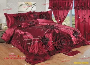 2025 lãng mạn 10 cái đám cưới đặt Chăn bộ với phù hợp với rèm cửa Vua Kích thước Comforter bedding Set & cổ CuộN - Product Image 4