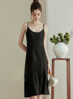Robe longue élégante haut de gamme en soie de mûrier, taille élastique, style vintage, transparente, antistatique, pour printemps/été