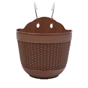 Plastic Wall <strong>Planters</strong> Hanging Flower Plant Pots ,Half Round Plant Holders With S <strong>Hooks</strong> for Fence, Balcony or Rails - Product Image 2