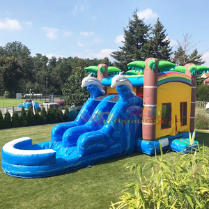 Castillo inflable comercial para niños con tobogán, diseño de delfín. - Product Image 2
