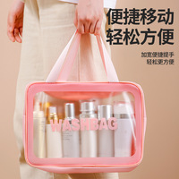 Logo personnalisé Imperméable Dames Noir Rose Blanc Givré Fermeture Éclair Toilette Petit Voyage Lavage Toilette clair Pvc Cosmétique Sac