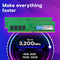 Mémoire RAM DDR4 4 Go 8 Go 16 Go 2400 MHz 3200 MHz pour ordinateur de bureau UDIMM 288 broches Crucial DDR4 pour PC