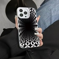 Coque de téléphone portable en PC rigide et TPU avec impression laser de motif de trou noir 3D pour iPhone X Xr Xs 11 12 13 14 15 16 17 18 Pro Max