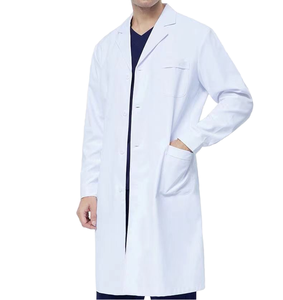 Bata de Laboratorio Unisex de Manga Larga para Otoño e Invierno, Tejido Grueso Azul y Blanco, Transpirable y Cómodo, Uniformes Médicos 100% Algodón - Product Image 3