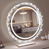 Miroir LED circulaire style campagnard français en métal, personnalisé pour la maison, le salon, la chambre et l'hôtel - Vente en gros usine
