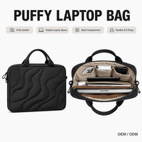 Bolsa acolchada para portátil, funda acolchada con múltiples compartimentos, asas negras, anillo en D, funda protectora para computadora, para viajes y oficina