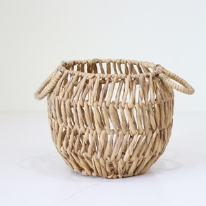 Panier de rangement rond en jacinthe d'eau avec 2 poignées Design agréable pour l'organisation de la maison Style décor à la maison - Product Image 3