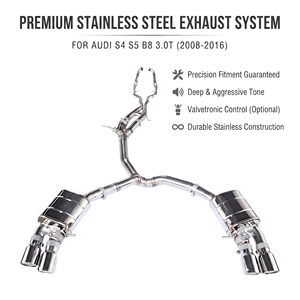 Vortex Sport Sound Tuning Stainless Steel Catback <b>Exhaust</b> System Fits Audi S4 S5 B8 3.0T 2008-2017 Vacuum Valve - Product Image 1