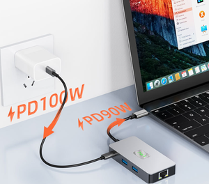 USB3.2 7-en-1 <span class=keywords><strong>Hub</strong></span> Estación de acoplamiento de 2,5 pulgadas Adaptador 4KHD RJ45 Gigabit G LAN <span class=keywords><strong>Ethernet</strong></span> Splitter Lector de tarjetas SD/TF PDW100W Computadora - Product Image 6