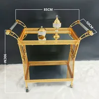 Nouvelle Arrivée Chariot de Luxe pour Restaurant, KTV, Livraison de Plats, Snacks, Boissons, Gâteaux - Chariot de Service Doré Papillon pour Mariages