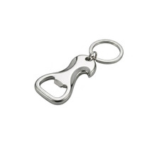Porte-clés décapsuleur en acier inoxydable massif nickelé lisse personnalisé OEM pour cadeaux promotionnels de marques de boissons
