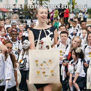 2 Bolsas de Lona Medianas con Estampado de Letras, Incluye Bolsa de Maquillaje con Cierre para Viaje, 100% Algodón, Bolsas de Compras para Estudiantes - Product Image 2