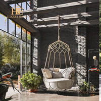 Chaise suspendue en rotin pour extérieur, balcon, jardin, patio, chaise longue inclinable en métal