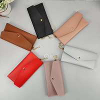Dompet Flip panjang wanita modis, dompet Pu wanita, dompet kartu, tas tangan saku, amplop uang tunai