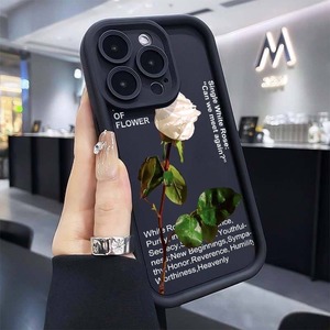 Étui de téléphone élégant blanc givré avec motif rose, compatible avec iPhone 17, 16, 11, 15, 12, 13, 14 Pro Max, X, XR, XS, 7, 8 Plus – Nouvelle coque souple et tendance - Product Image 1