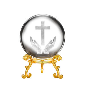 Figurine en cristal gravée au laser 3D, main tenant une croix, avec support, objet de collection chrétien pour la prière en église, cadeaux religieux - Product Image 5