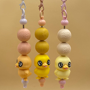 Cuentas de silicona con forma de pato para bolígrafos, redondas, de grado alimenticio, diseño 3D, amarillo cremoso, amarillo atardecer - Product Image 1