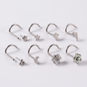 Venta al por mayor ASTM F136 <span class=keywords><strong>Titanio</strong></span> 20G Sin Rosca S-Curva Fosa Nasal Clavo Flor Nariz Hueso Espárragos para Mujeres Boda Piercing Joyería - Product Image 3