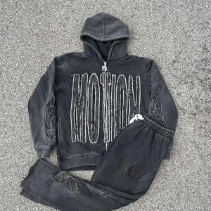 Conjunto de Sudadera con Capucha para Hombre, Personalizado, de Alta Calidad, Transpirable, Estilo Casual Inteligente, Resistente al Desgaste, Grueso, Lavado Ácido, Bordado - Product Image 1