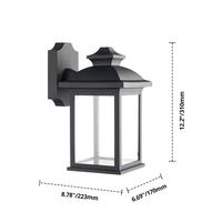 Lanterne murale de jardin carrée moderne P748 à LED, extérieure, IP44, étanche, noire, vintage