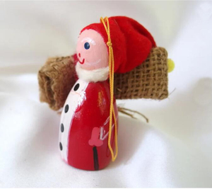 In legno santa doll ornamento di legno Santa con sacco di tela per la decorazione di natale - Product Image 3