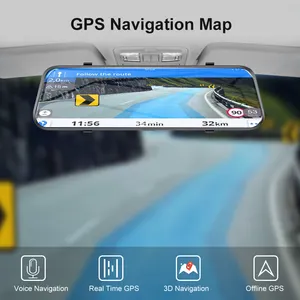 10 zoll dashcam auto-dvr 4g adas android 8.1 fahrzeug-dvr rückfahrspiegel mit doppelobjektiv dashcam wlan adas gps navigation fernbedienung