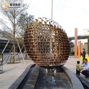 Escultura Circular Abstracta de Acero Inoxidable Jiahua, Espejo Metálico, Adorno de Paisaje para Exteriores, Montaje en Suelo - Product Image 1