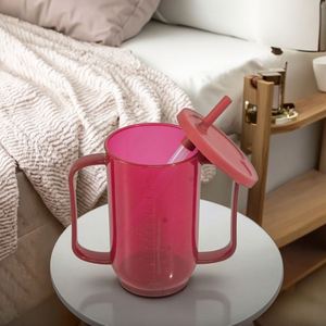 Elderly Care 350ml Spill-Proof PP Plastic <b>Sippy</b> <b>Cup</b> with Handle Non-Spill Feeding <b>Straw</b> <b>Cup</b> - Product Image 5