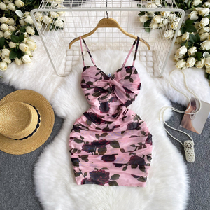 Vestidos Mini Bodycon Florais de Verão para Mulheres com Alças Finas e Decote Coração - Product Image 3