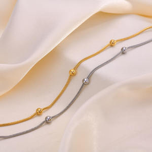 वैक्यूम प्लेटेड स्टेनलेस स्टील राउंड सांप चेन एण्लेट राउंड बीड चेन सांप चेन गैर तरकश थोक गहने - Product Image 5