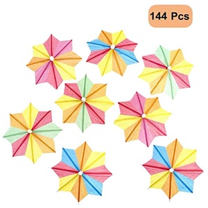 Octagonal Paper Cocktail Umbrellas 8cm Wide Disposable Garnish For Birthday Party Drink Decoration Set - Product Image 5