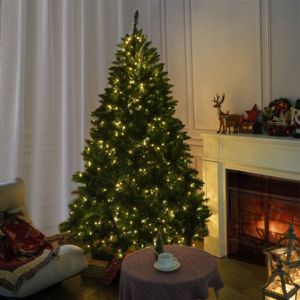 Sapin de Noël artificiel classique de 6 pieds avec 450 lumières LED blanc chaud, support métallique, décoration intérieure - Product Image 4