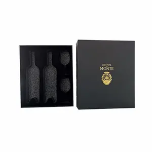 Premium Twee Fles Met Twee Glazen Wijnpapier Verpakkingsdoos Voor Luxe Rode Wijn Geschenkdoos Met Eva Insert Productie In China