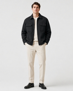MENGTU Vintage Solid British-Style Woolen <strong>Shacket</strong> for <strong>Men</strong> Thick Casual Breathable Eco-Friendly Windproof Shirt Jacket OEM - Product Image 2