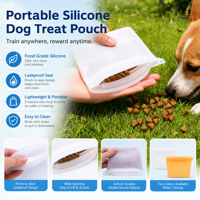 Sac de dressage pour chien en silicone étanche, couleur unie, en stock, pour promenades et friandises