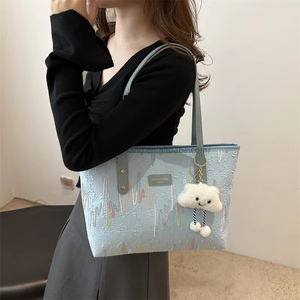 Nouveaux grands sacs fourre-tout en toile pour femme, sacs à main mignons et kawaii, sacs de couleur arc-en-ciel tendance pour les trajets quotidiens - Product Image 4