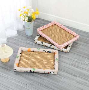 Anti-Rutsch-Haustier bett aus Bambus, quadratischer Sommer-Cold-Pad-Hund mit festem Muster, verpackt in Pappkarton - Product Image 3