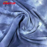 Tissu brossé double face hautement élastique, respirant, écologique, léger, à séchage rapide, en spandex/polyester, dégradé tie-dye, léger