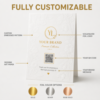 Carte de remerciement ultra-épaisse gaufrée avec logo personnalisé en feuille d'or de luxe, inserts d'emballage pour bijouteries haut de gamme et boutiques de parfums
