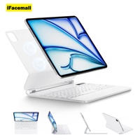 IFacemall - Nueva Funda con Teclado Mágico y Trackpad Integrado, Retroiluminada, para iPad 10.ª Generación 10.9 Pulgadas 2022 A16 2025, Negra/Blanca