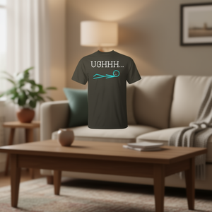 T-shirt Ughhh Stick Figure nera con scollo rotondo e grafica, abbigliamento casual unisex - Product Image 3