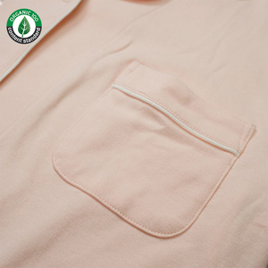 Vente en gros de pyjamas 100% en coton biologique personnalisés, pantalon à col en V, pyjama de couchage 2 pièces pour service à domicile - Product Image 2