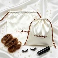 Sacs en satin personnalisés en gros pour extensions capillaires, pochettes en soie à cordon pour perruques, bijoux, cosmétiques, emballage anti-poussière avec logo
