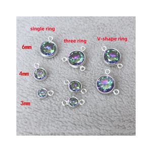 S925 gümüş 3-6mm çok renkli İpucu alt zirkon boncuk Charms küçük kristal kolye ile 1/2/3 yüzükler DIY takı bulguları - Product Image 6