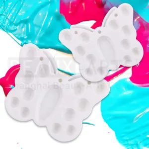 Palet Cat Plastik Akrilik untuk Lukisan Karya Seni Bentuk Kupu-kupu