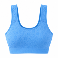 Soutien-gorge de sport sans couture en jacquard pour femme, bleu, pour l'entraînement et le yoga, avec larges bretelles, haut de fitness, vêtements de sport personnalisés OEM